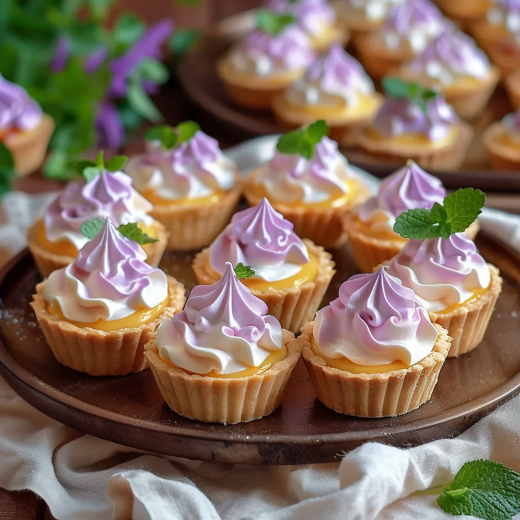 Mini Lemon Tart with Lilac Meringue