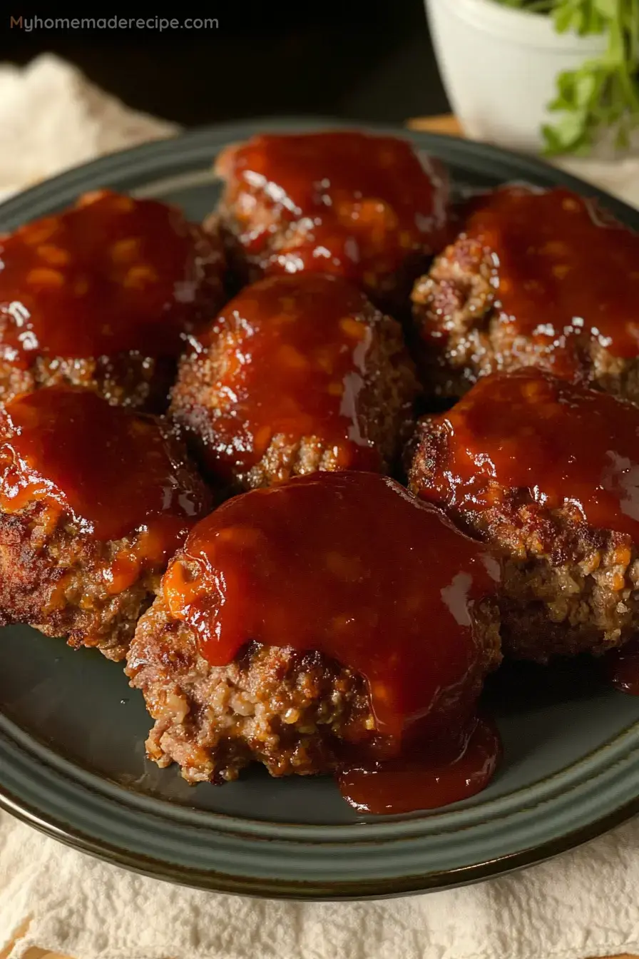 Cheesy Mini Meatloaves with Sweet Ketchup Glaze