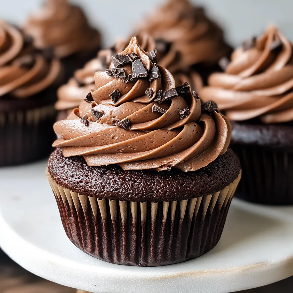 Rich and Moist Chocolate Cupcakes with Whipped Chocolate Buttercream