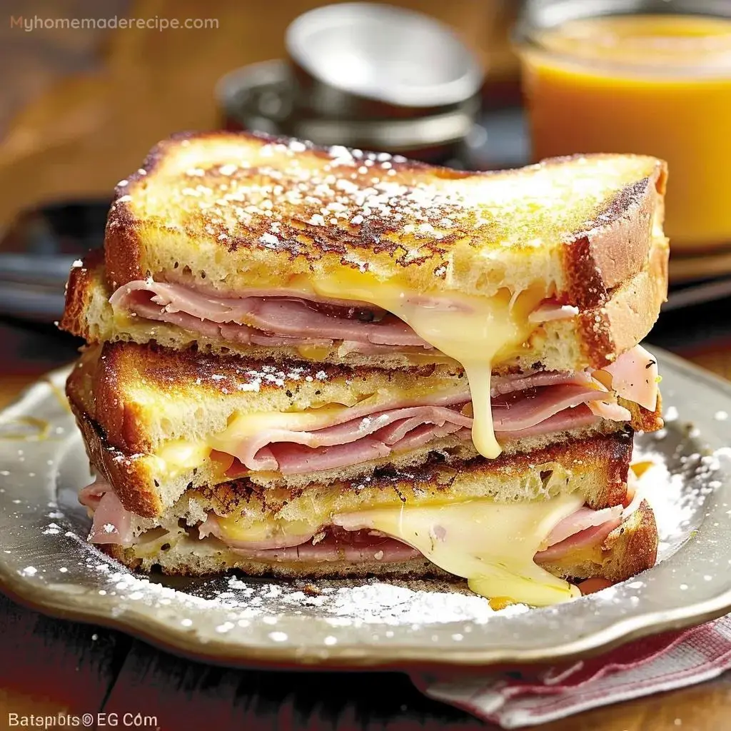 Simple Monte Cristo Style Grilled Cheese Sandwich