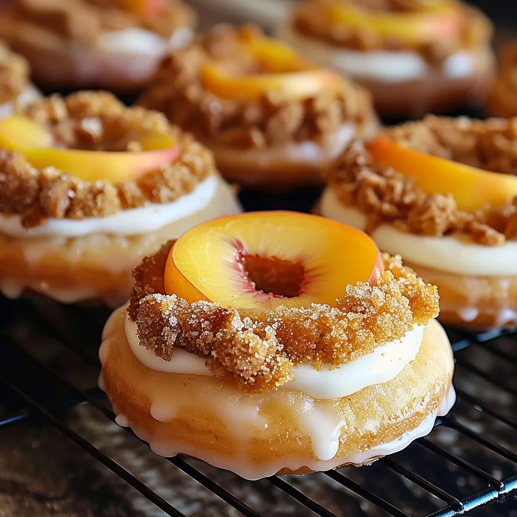 Classic Peach Cobbler Cheesecake Donuts