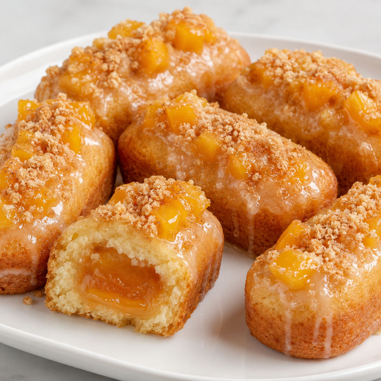 Peach cobbler pound cake Twinkies with glaze and peach filling