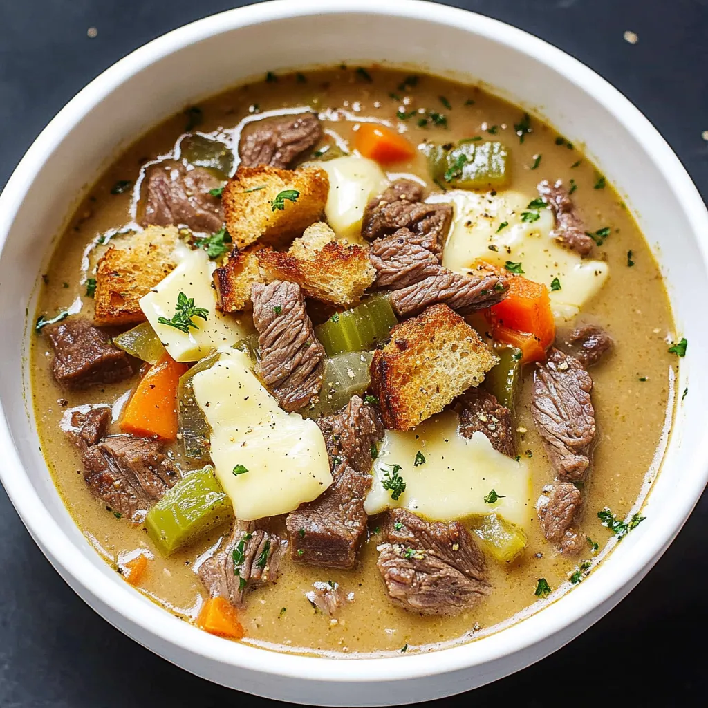 Easy Philly Cheesesteak Soup