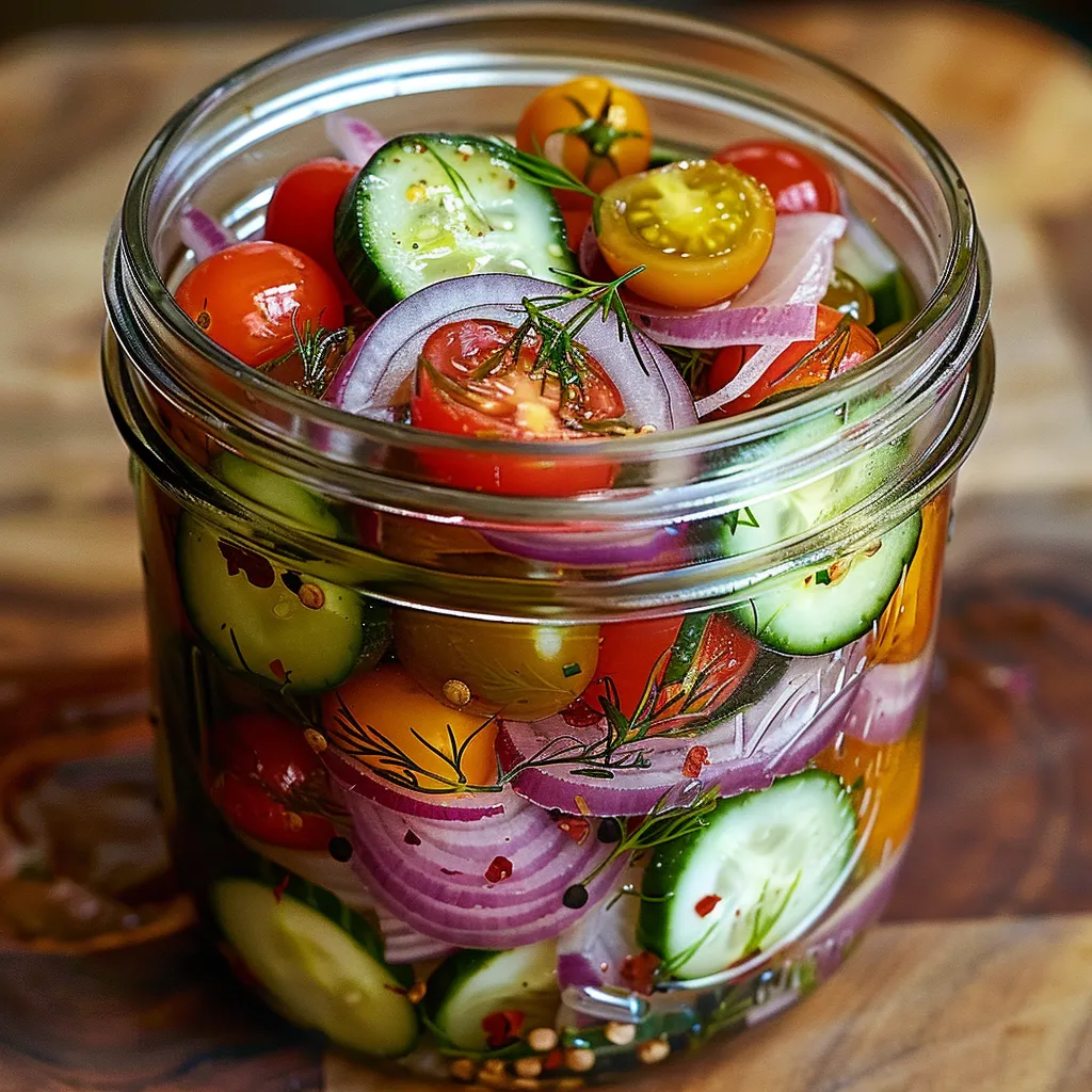 Easy Pickled Cherry Tomatoes, Red Onions, and Cucumbers