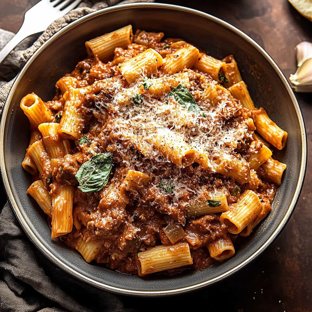 Classic Italian Pot Roast Sunday Sauce with Rigatoni