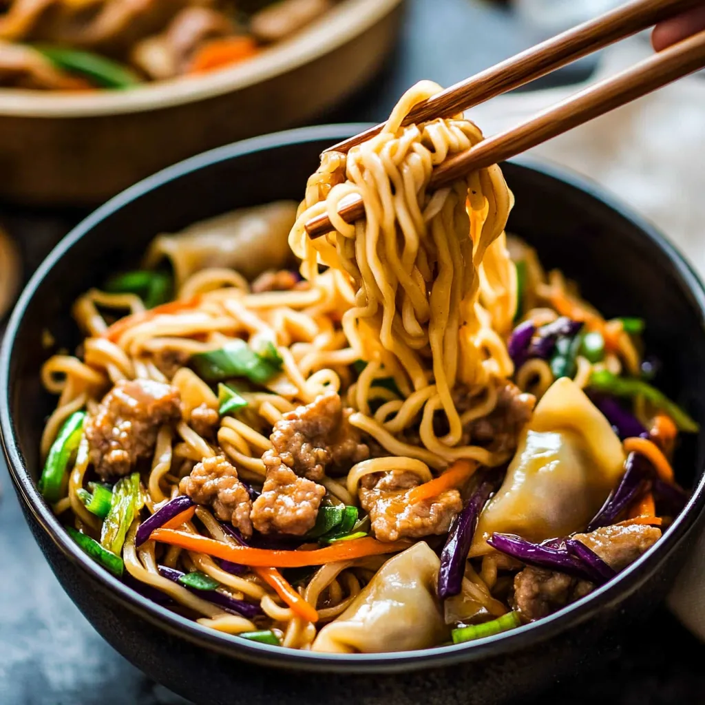 Quick 30-Minute Potsticker Noodle Bowls with Ground Pork
