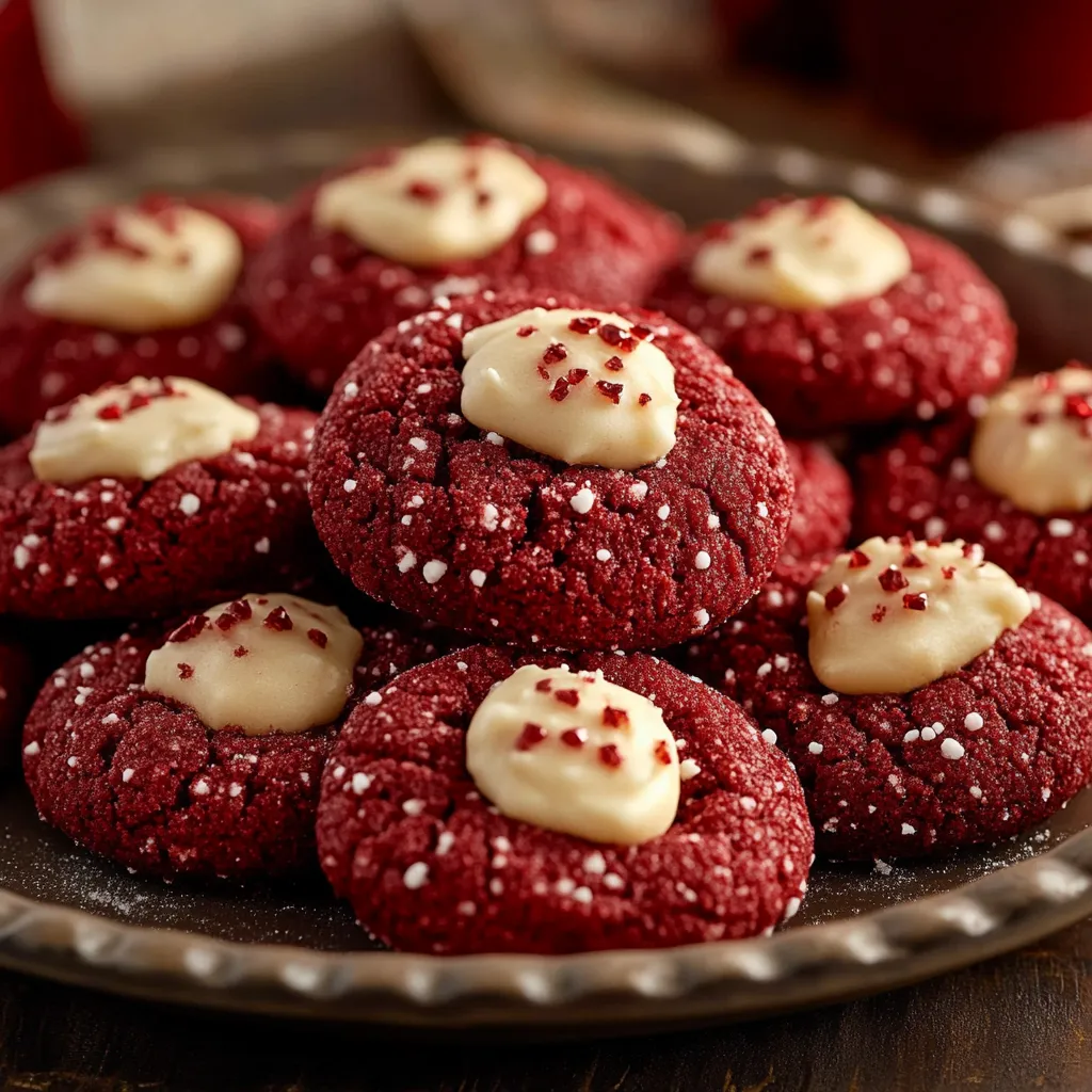 Easy Red Velvet Blossom Cookies with Chocolate Kisses