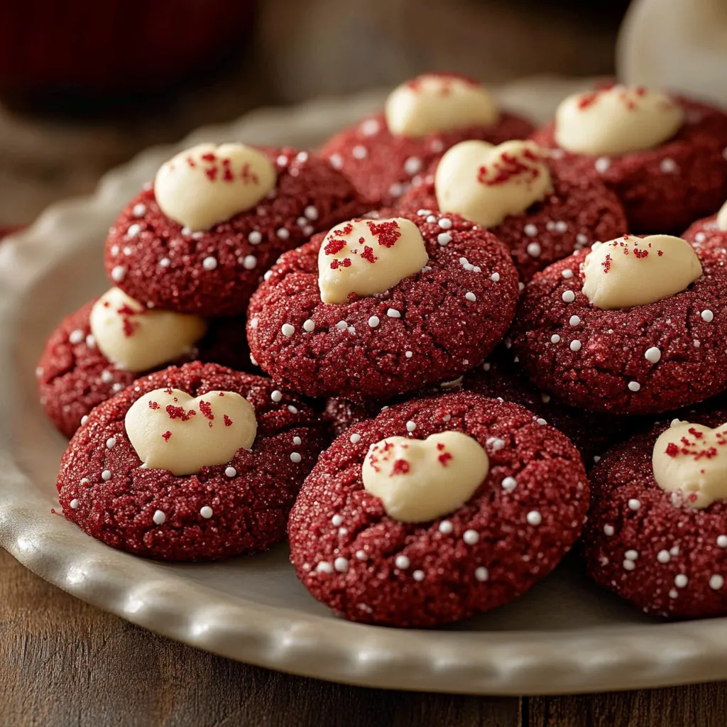 Easy Red Velvet Blossom Cookies with Chocolate Kisses