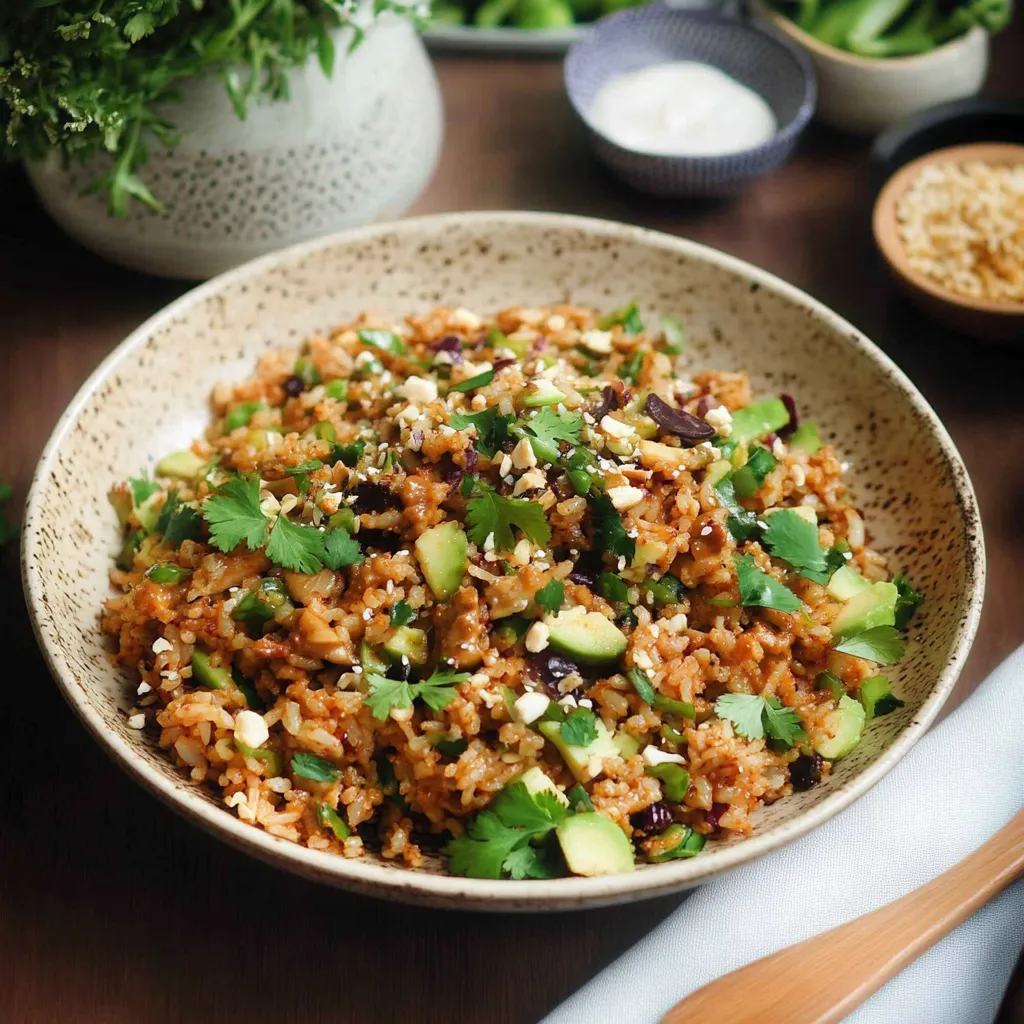Crispy Rice Salad with Satay Chicken and Peanut Dressing