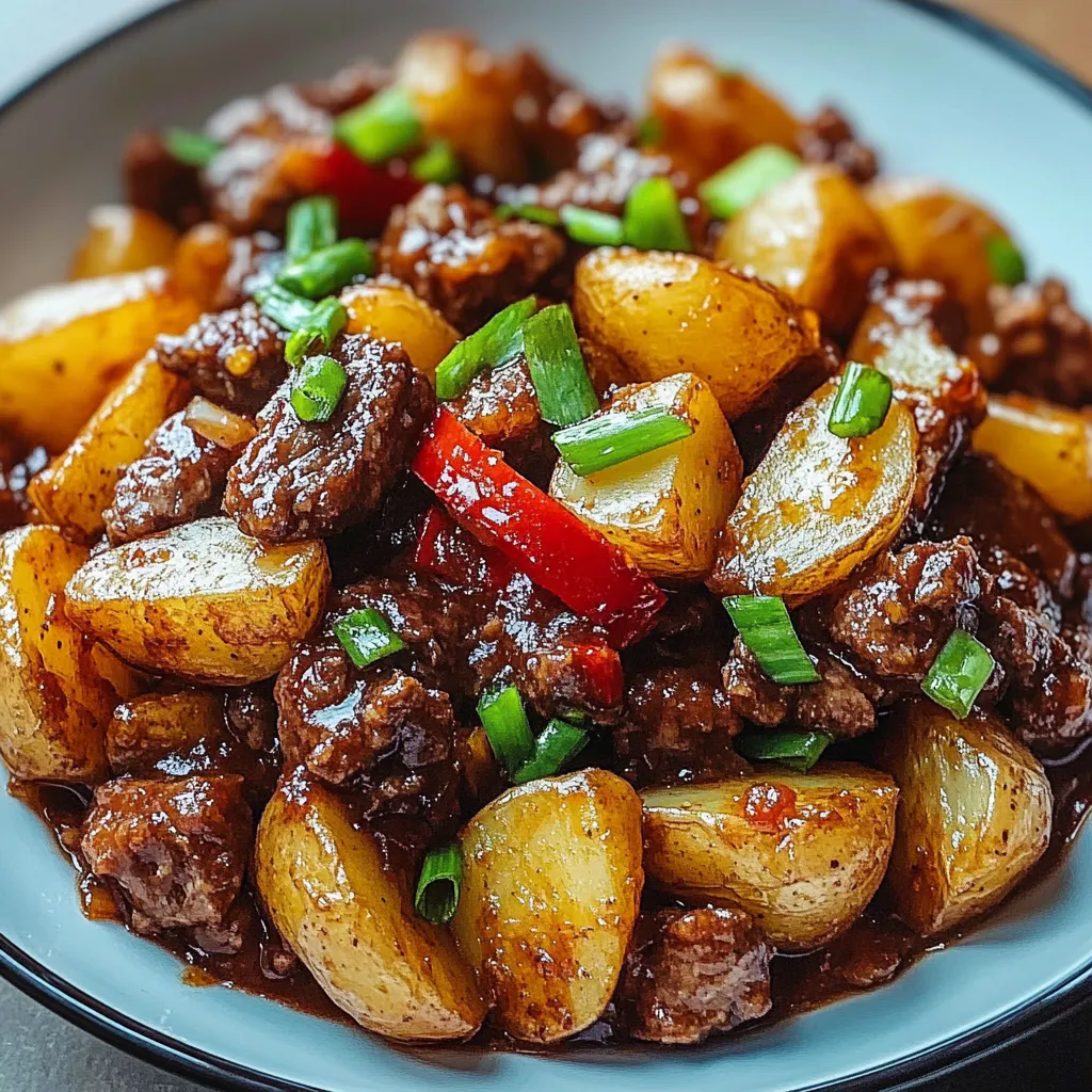 Saucy Beef and Crunchy Potatoes with Pepper