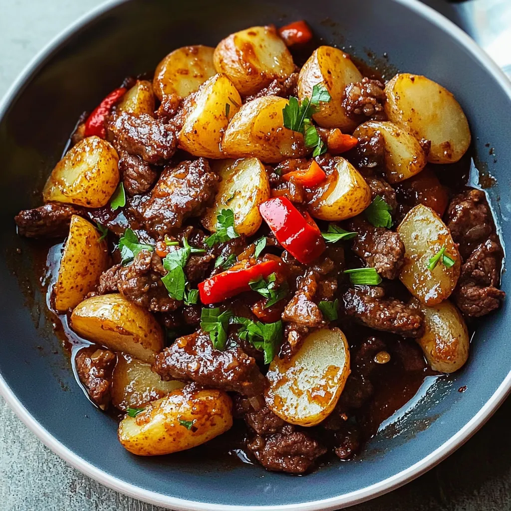 Saucy Beef and Crunchy Potatoes with Pepper