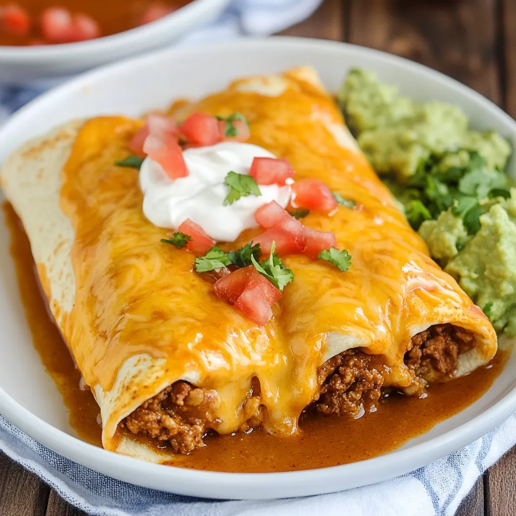 Homemade Saucy Beef & Bean Burritos