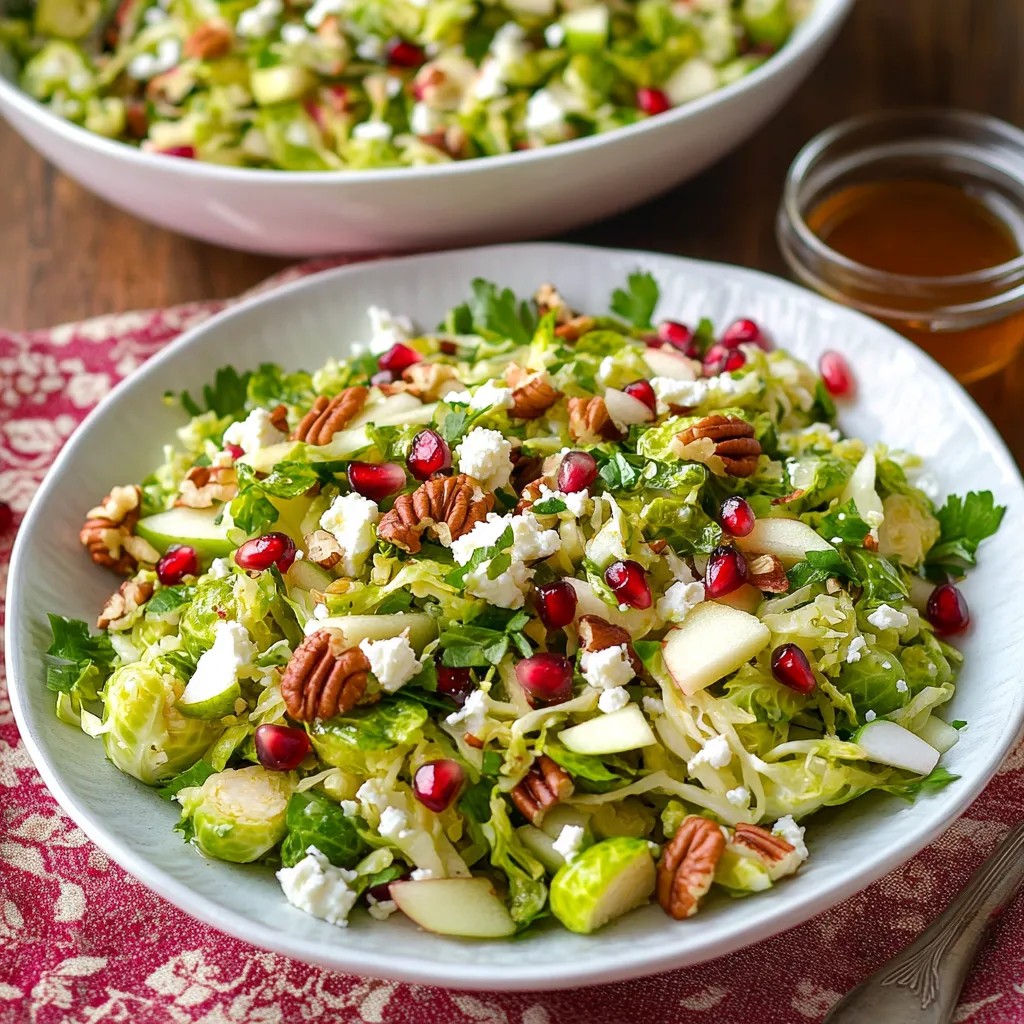 Fresh Shaved Brussels Sprouts Salad with Apple and Feta