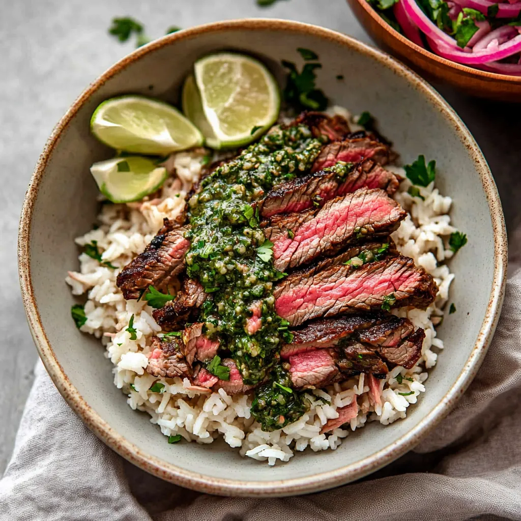 Easy Skirt Steak Rice Bowls with Fresh Chimichurri