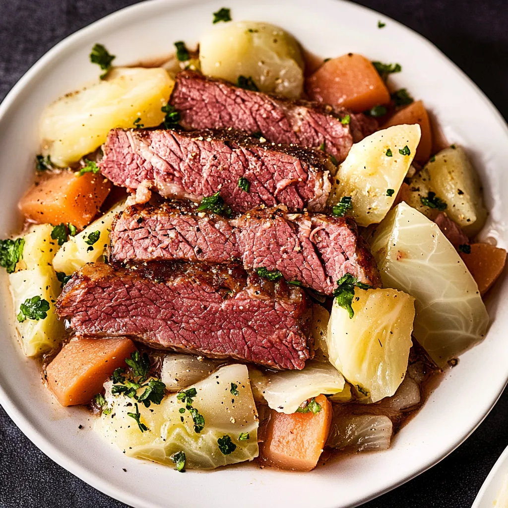 Tender Slow Cooker Corned Beef with Cabbage and Vegetables