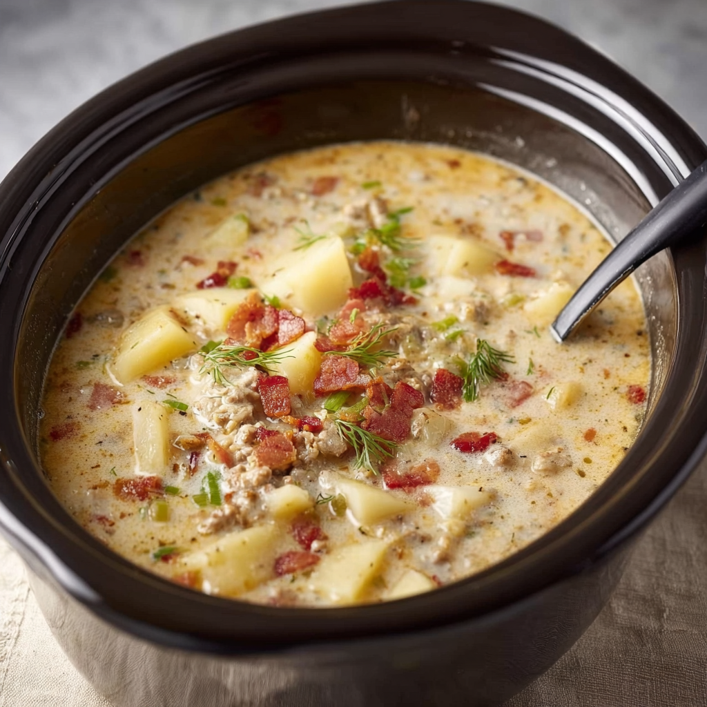 Cozy Slow Cooker Creamy Potato Bacon Soup