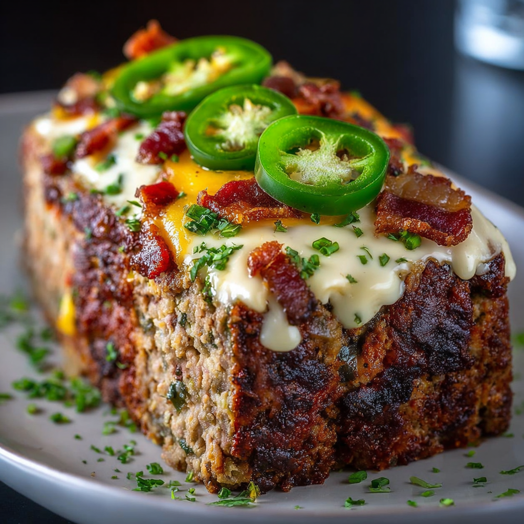 Cheesy Bacon Smoky Jalapeño Popper Meatloaf