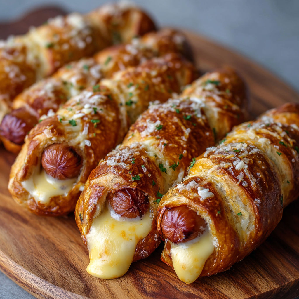 Soft Baked Cheesy Pretzel Dogs with Cheese and Hot Dogs