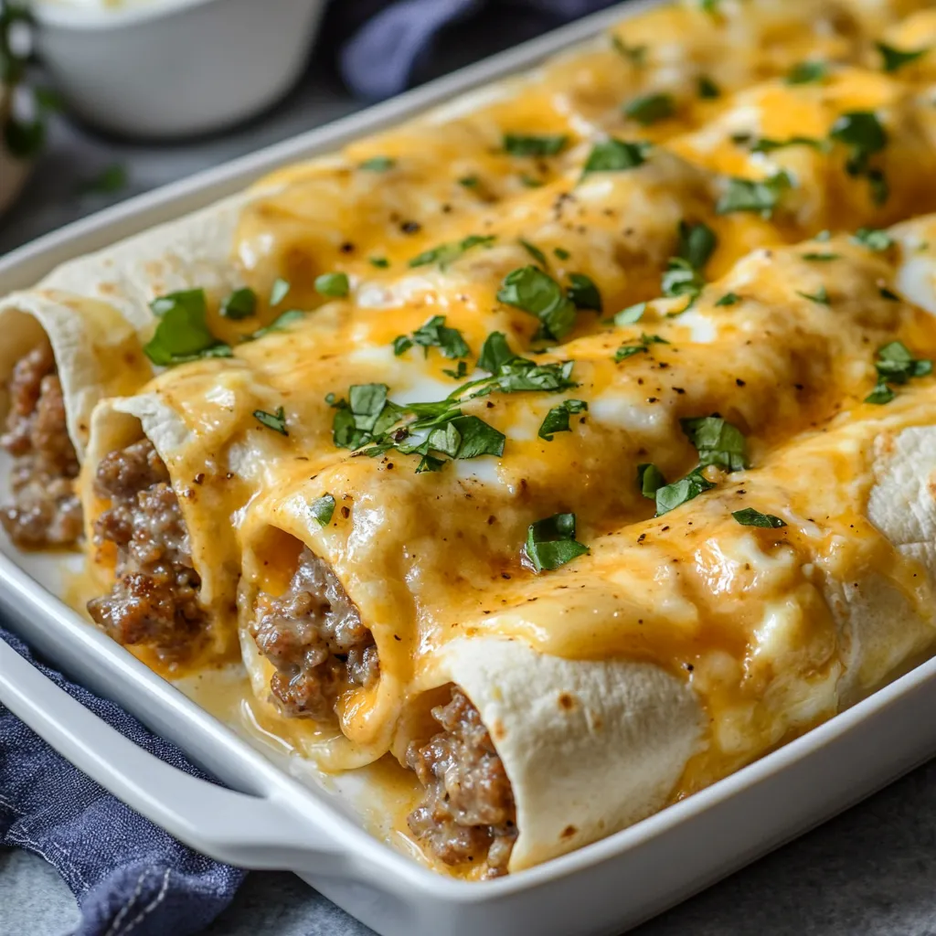 Sausage Gravy Burrito Casserole for Brunch