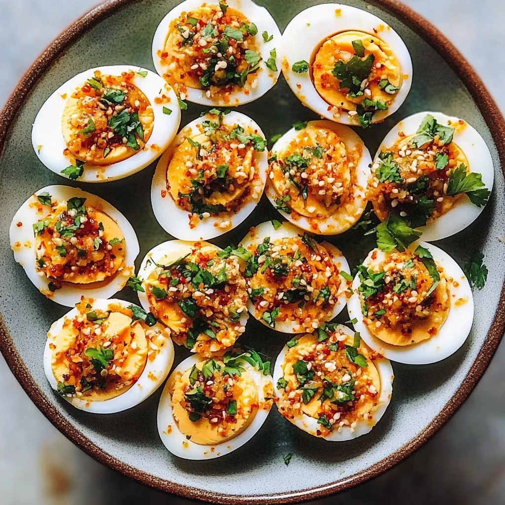 Spicy Chili Garlic Deviled Eggs