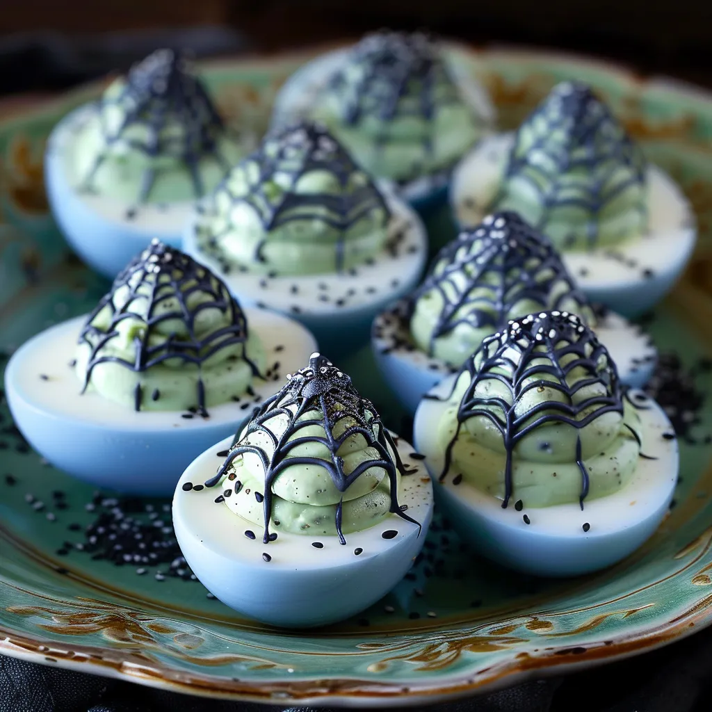Spooky Spiderweb Deviled Eggs