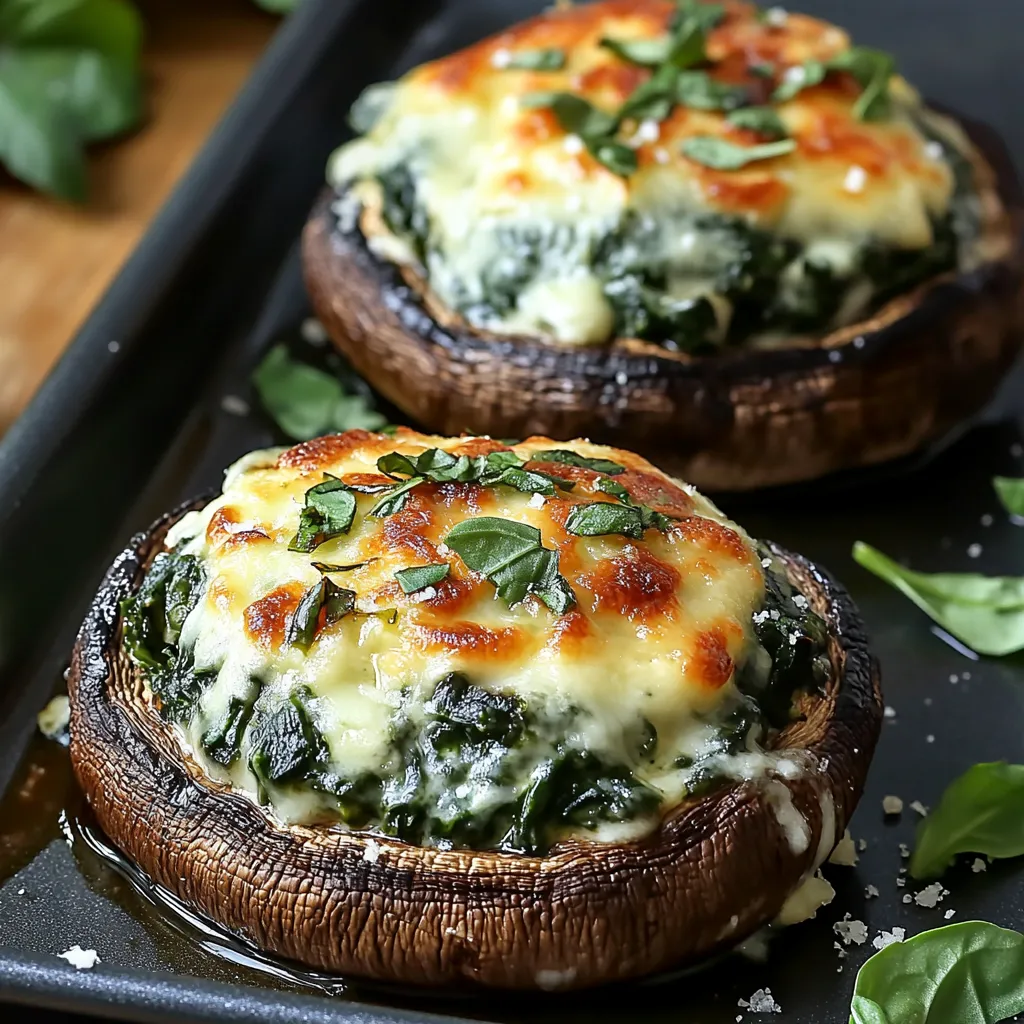 Savory Spinach and Cheese Stuffed Portobello Mushroom