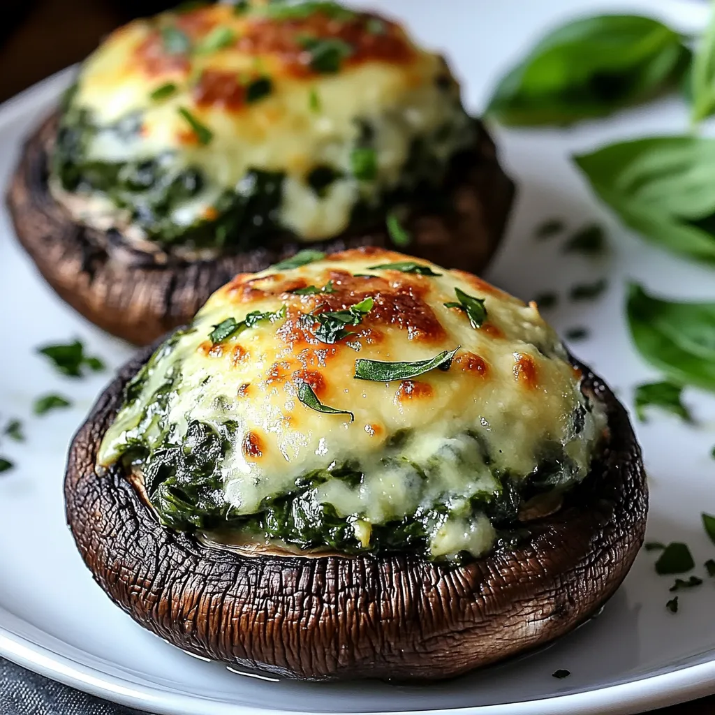 Savory Spinach and Cheese Stuffed Portobello Mushroom