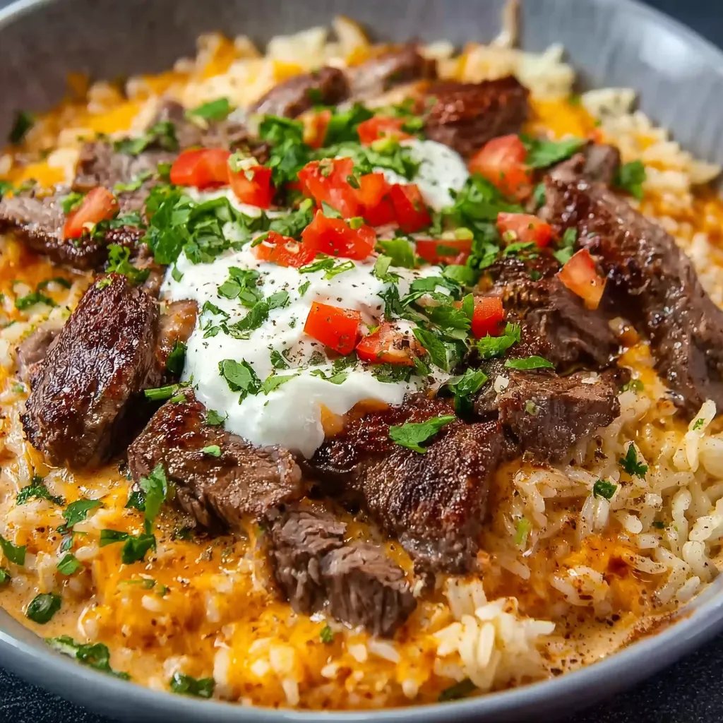 Savory Steak Queso Rice Bowl Packed With Flavor