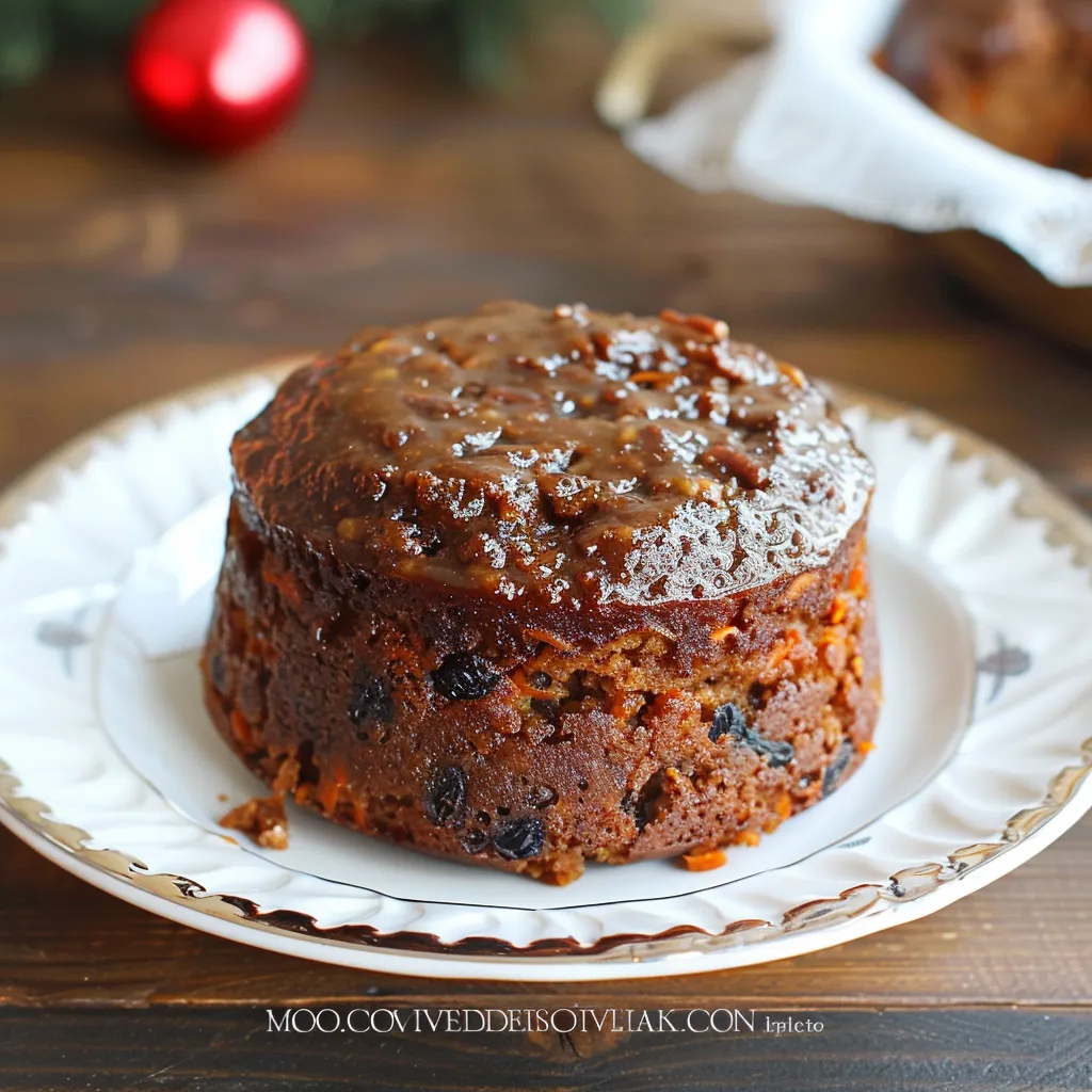 Steamed Carrot Pudding Cake with Spiced Rum Sauce