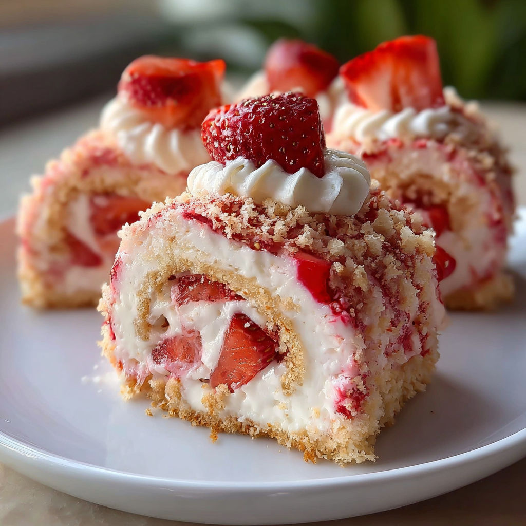 Fluffy Crepe Rolls with Strawberry Cheesecake Filling