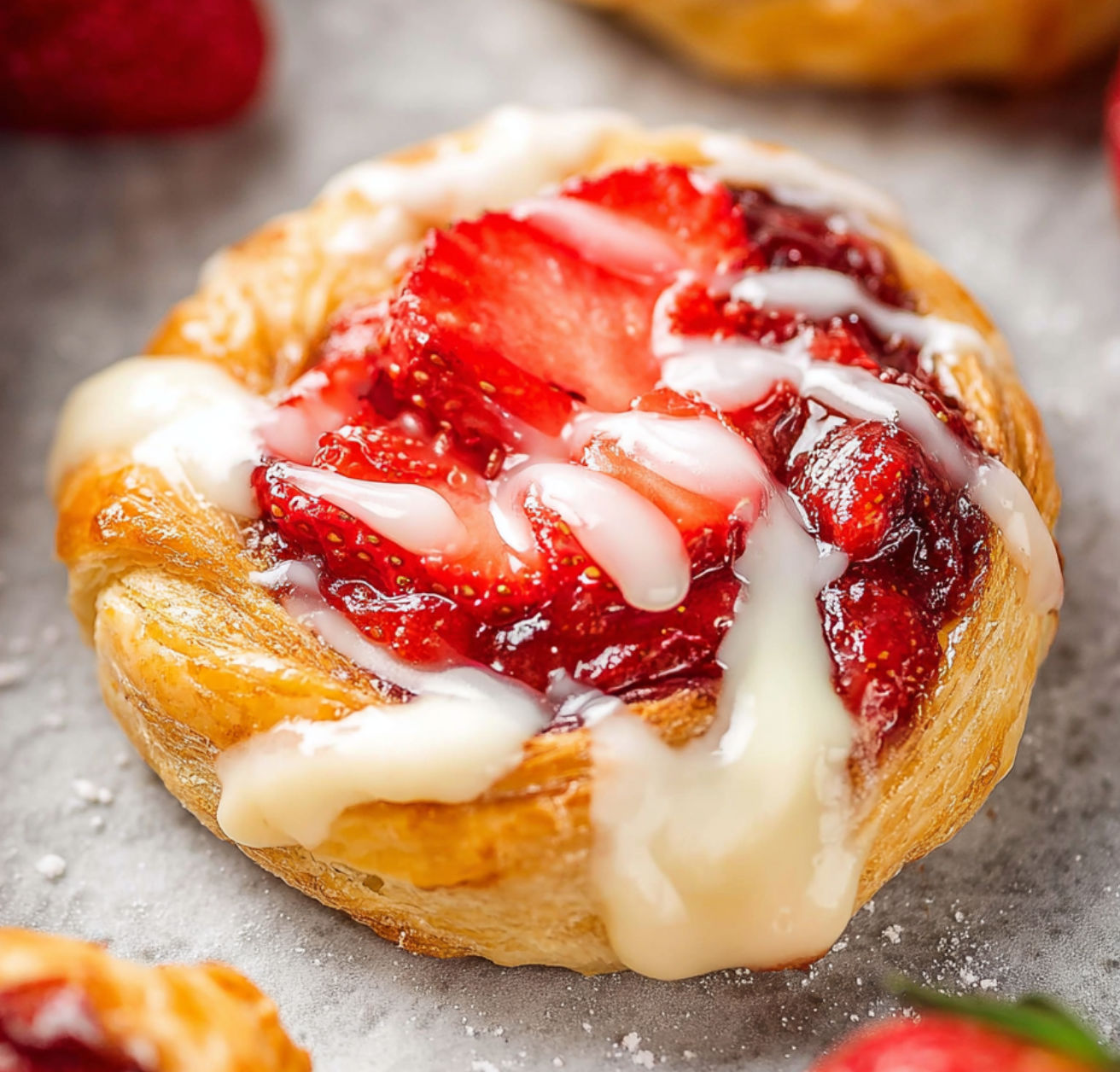Flaky Strawberry Cream Cheese Danish Puff Pastry