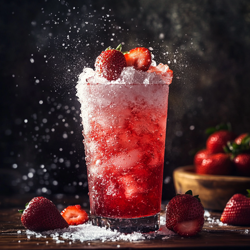 Strawberry Dirty Sprite with Lime and Vodka