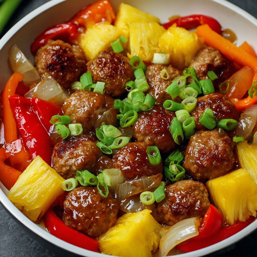 Sweet and Sour Meatballs with Pineapple and Bell Pepper