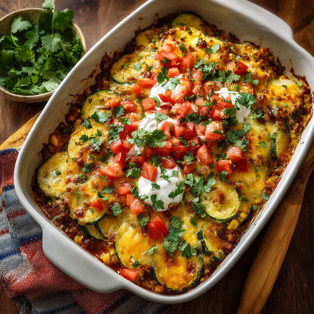 Tex-Mex Zucchini Bake with Black Beans and Cheese