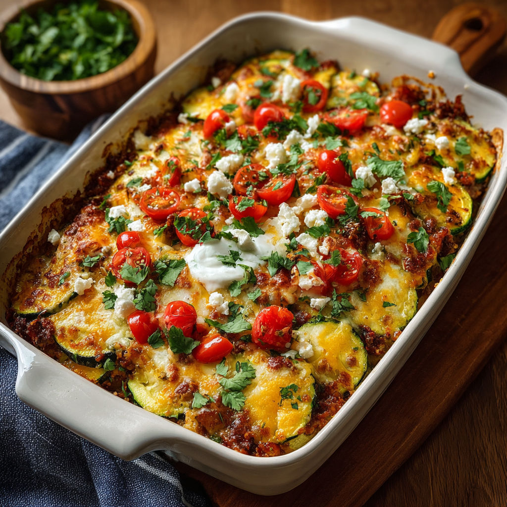 Tex-Mex Zucchini Bake with Black Beans and Cheese