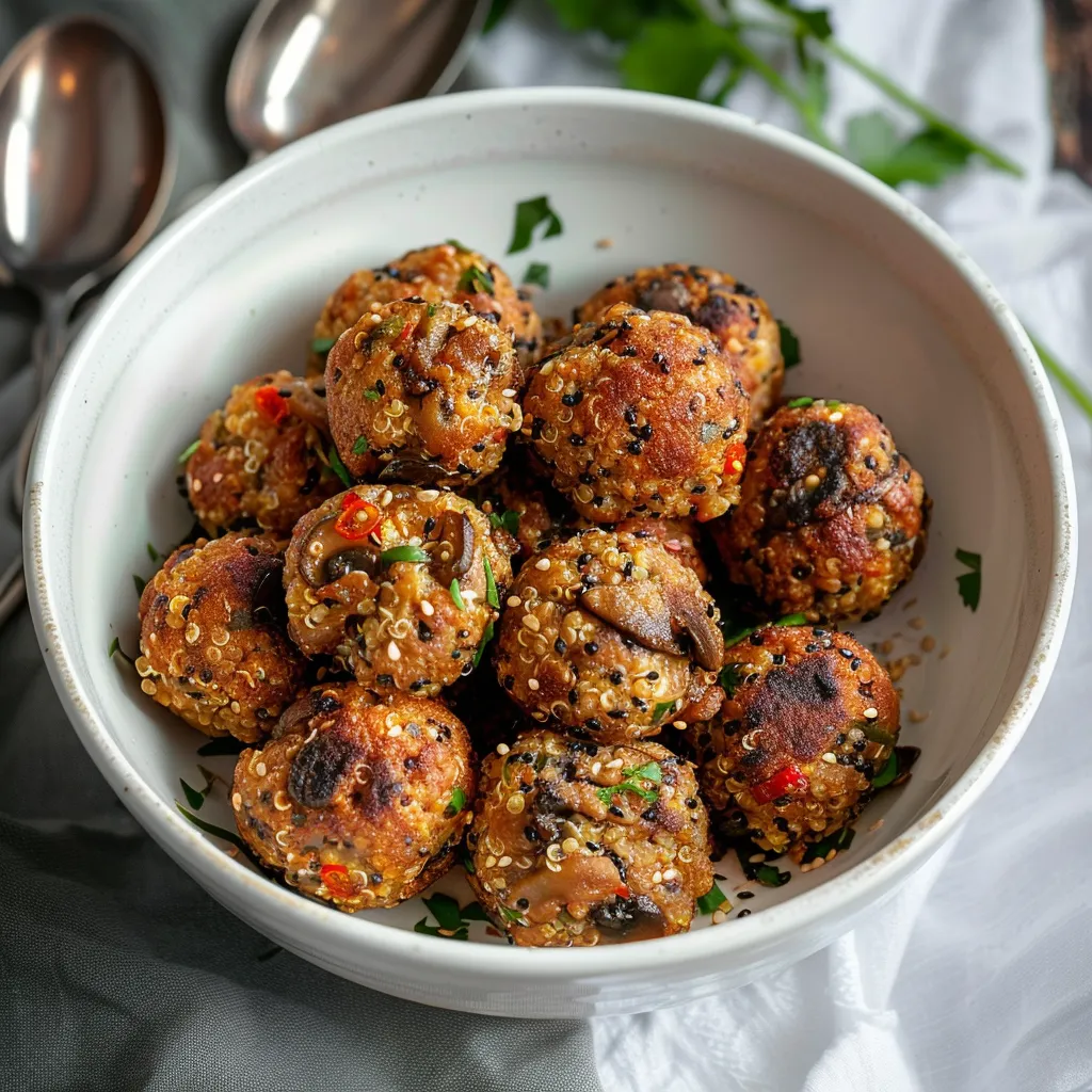 Mushroom, Quinoa and Red Pepper Veggie Balls