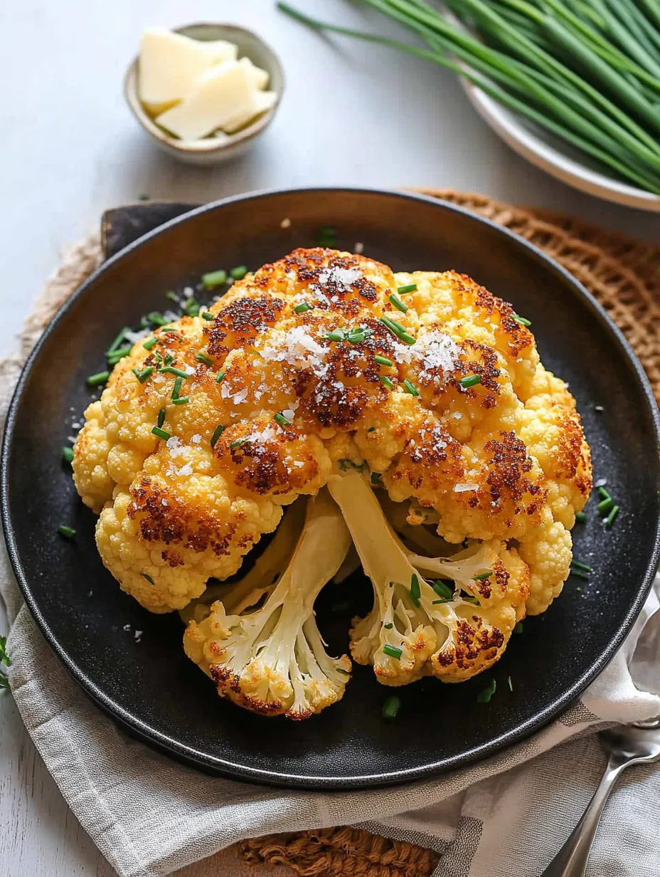 Easy Whole Roasted Cauliflower with Garlic Butter