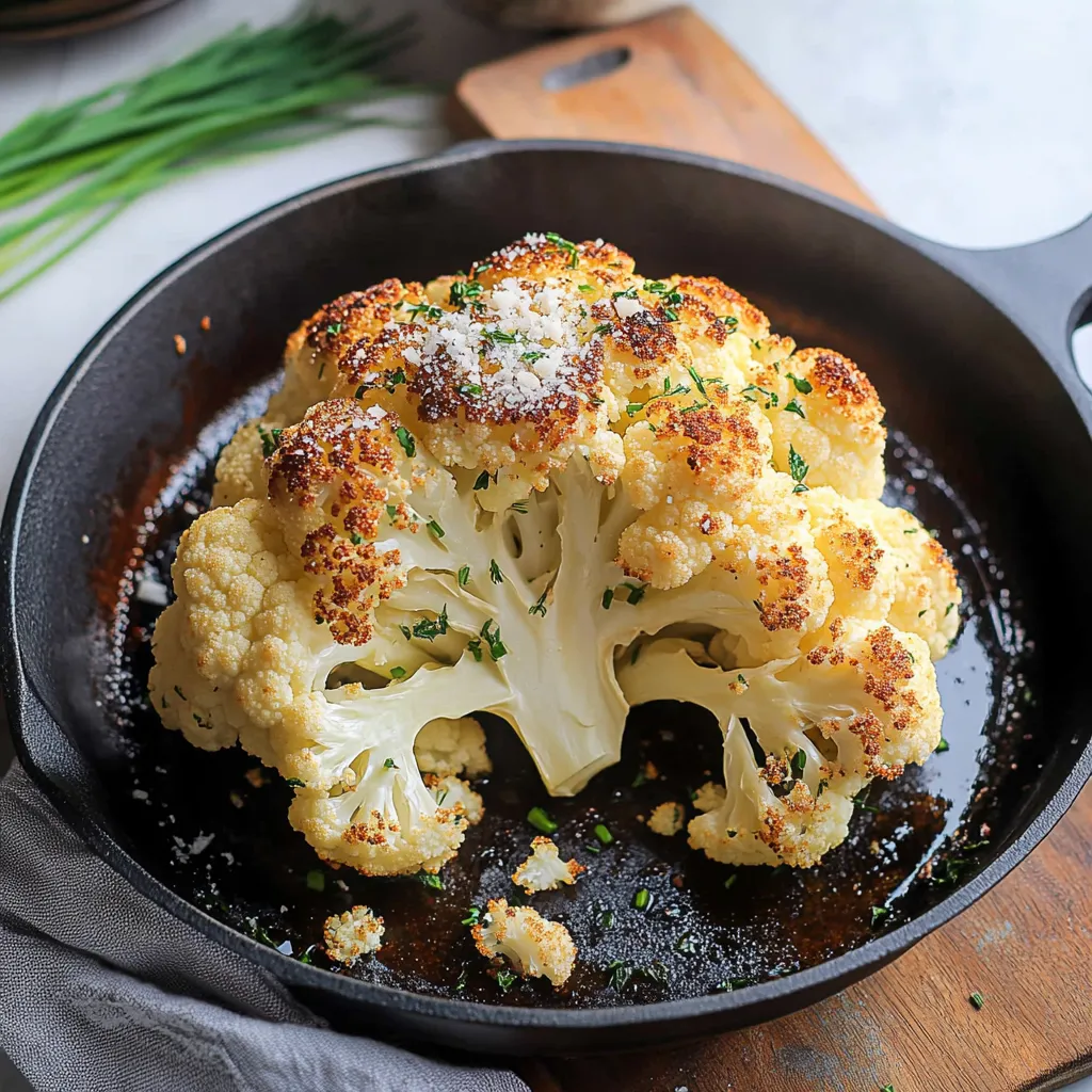 Easy Whole Roasted Cauliflower with Garlic Butter