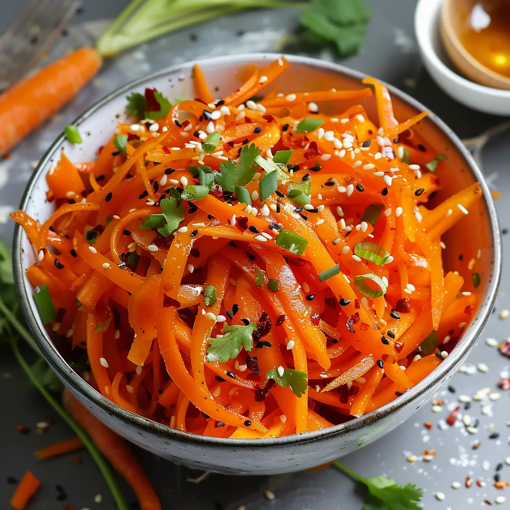Sweet Carrot Salad with Tangy Asian Dressing