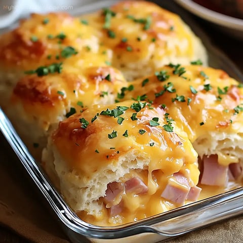 Ham and Cheese Butter Swim Biscuits