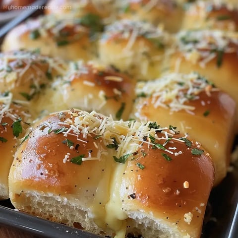 Delicious Hawaiian Roll Garlic Bread topped with garlic butter and melted cheese