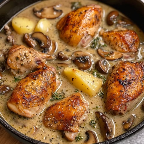 Herb Roasted Chicken in Creamy White Wine Sauce