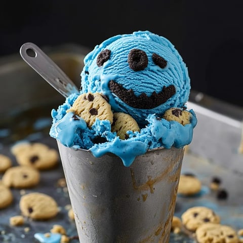 Homemade Cookie Monster Ice Cream