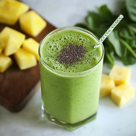 Refreshing green smoothie, a healthy blend of fruits and greens for a quick energy boost.