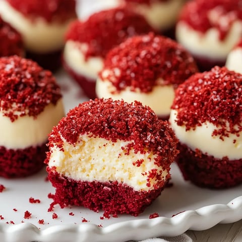 Rich red velvet cheesecake bites, a sweet and indulgent dessert for any event.