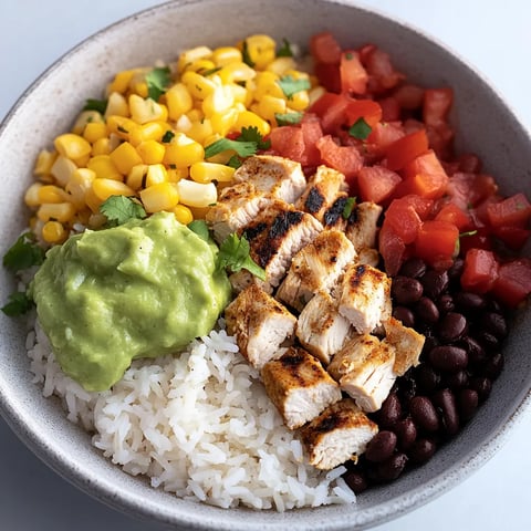 Grilled Chicken Burrito Bowls with Rice and Beans