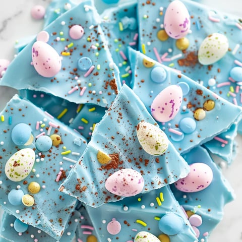 A blue dessert with chocolate and marshmallows.
