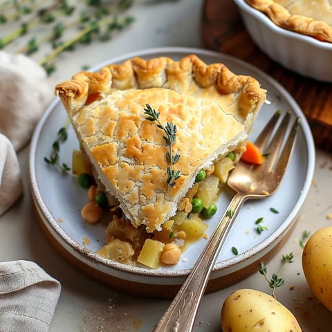 A slice of pie with a fork on a plate.