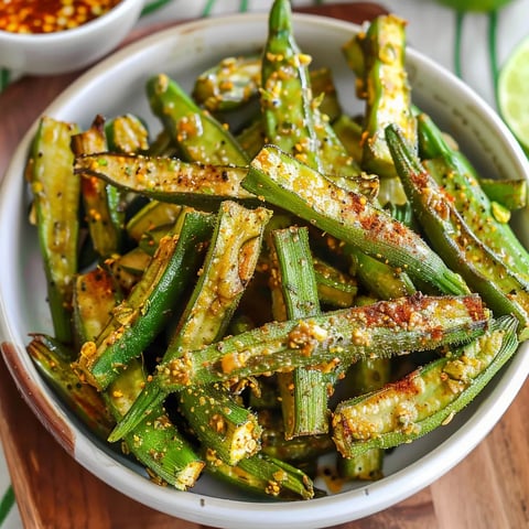 A bowl of green beans with seasoning.