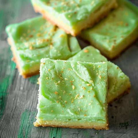Green cake with orange sprinkles.